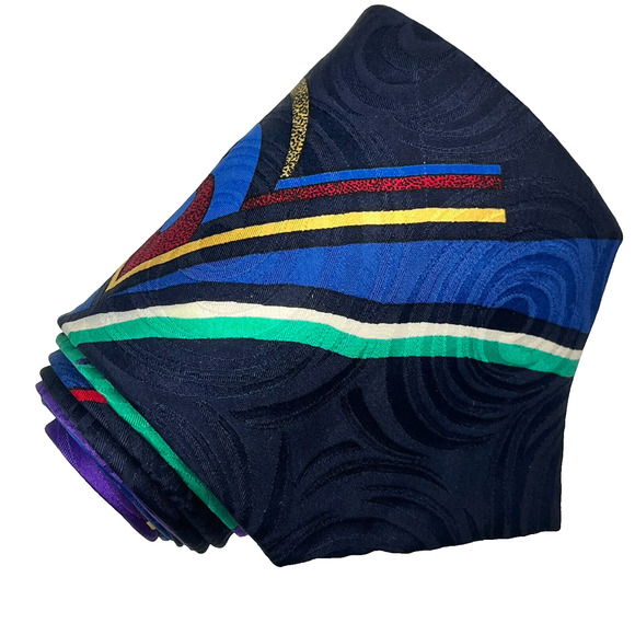 Mondo Uomo Mens 100% Tie Silk Abstract Multicolor Made In Italy Necktie - Picture 2 of 14